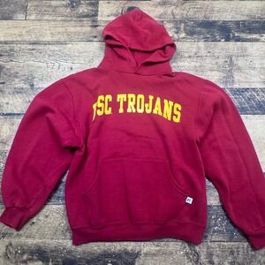 Russell Athletic USC Trojans Hoodie Maroon Yellow Fleece Sweatshirt Size S